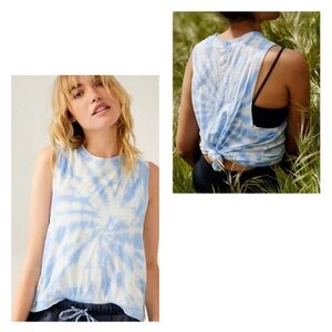 FREE PEOPLE Love Tank Top - Light Blue Tie Dye